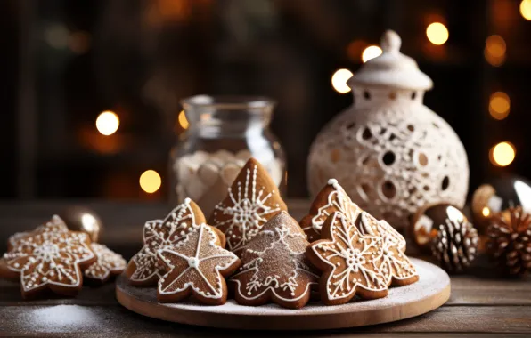 Cookies, Christmas, New year, figures, cookies, molds, cooking, AI art