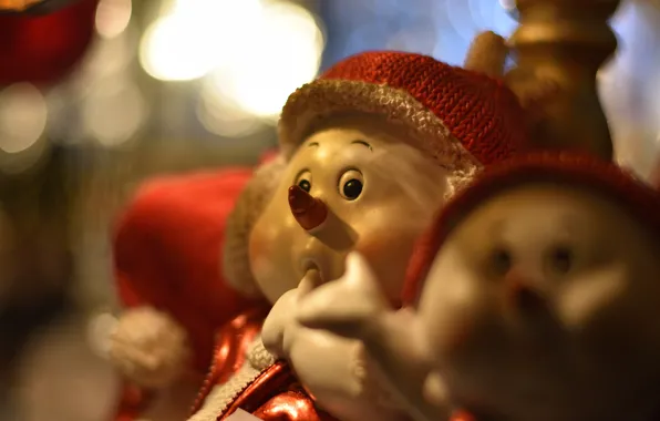 Light, toy, toys, surprise, blur, Christmas, New year, snowmen