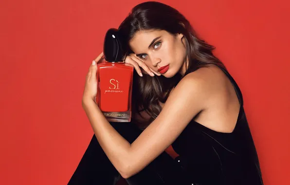 Picture look, girl, spirit, lips, Sara Sampaio, Armani