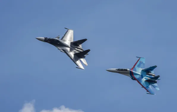 Picture flight, fighters, Su-27, Su-30
