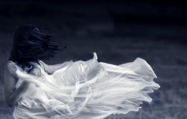 HAIR, DRESS, The WIND, VEIL
