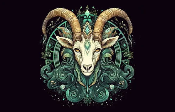 Sign, symbol, black background, the signs of the zodiac, zodiac, Capricorn, Capricorn, astrology
