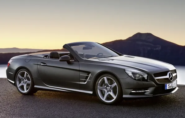 Mountains, grey, convertible, mercedes-benz, Mercedes, the front, amg, sl500