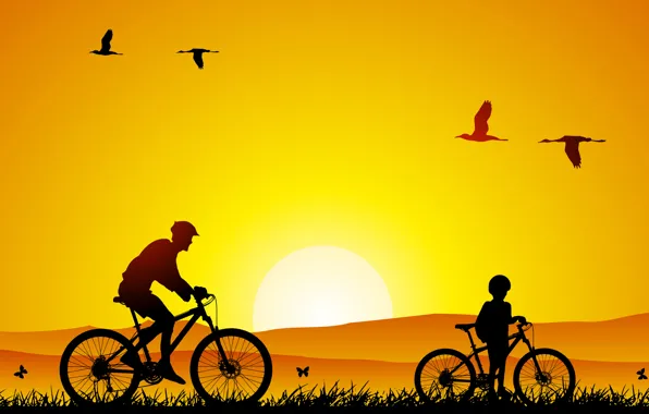 Picture nature, mood, mood, minimalism, walk, tiny, son, bikes