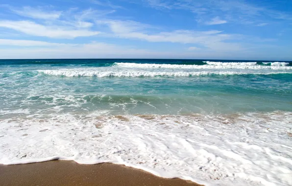 Sand, sea, wave, beach, summer, the sky, shore, waves