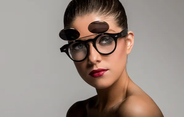 Eyes, face, style, background, hair, makeup, lipstick, glasses