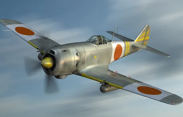 The sky, fighter, flight, Art, army, Japanese, Frank, Nakajima