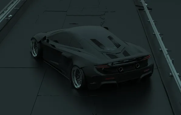 McLaren, Auto, Black, Machine, Car, Render, Supercar, McLaren 675LT