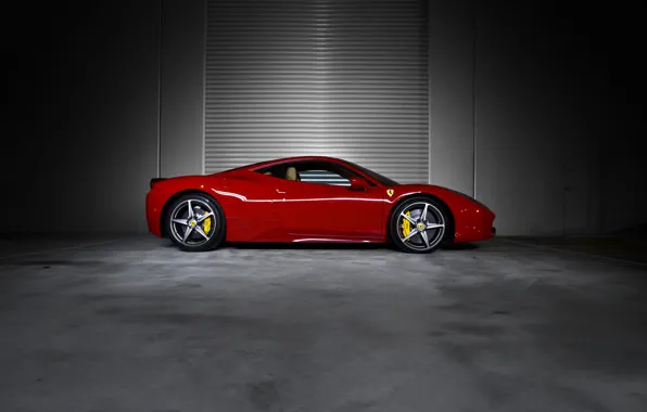 Picture red, profile, red, ferrari, Ferrari, drives, 458 italia, calipers
