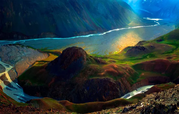 Mountains, river, The Himalayas