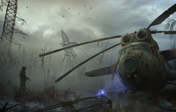 Wallpaper Helicopter, Chernobyl, Stalker, Stalker, Area, Stalker 2.