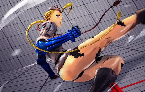 Picture girl, art, blow, braid, Cammy, Street Fighter