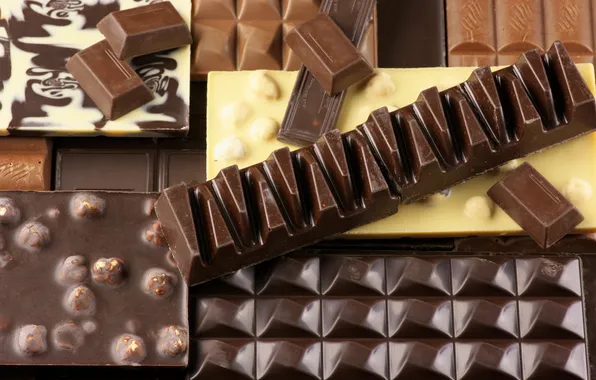 Chocolate, nuts, white chocolate