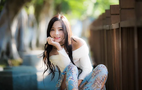 Look, girl, hair, Asian, cutie, bokeh