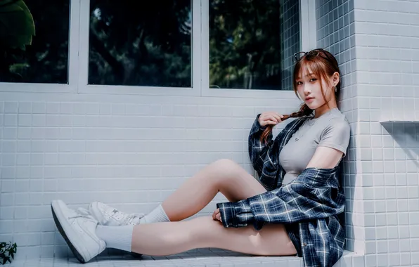 Girl, t-shirt, shirt, legs, Asian