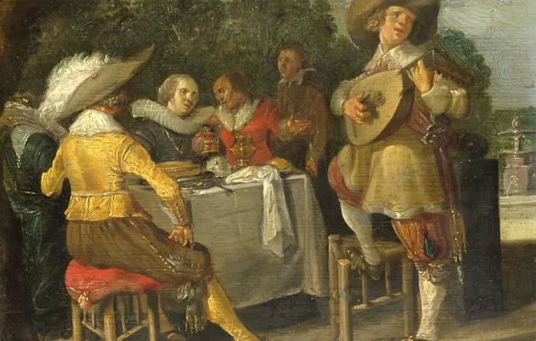 Picture oil, picture, Dirk Hals, 1630, Party outdoors, Dirck Hals