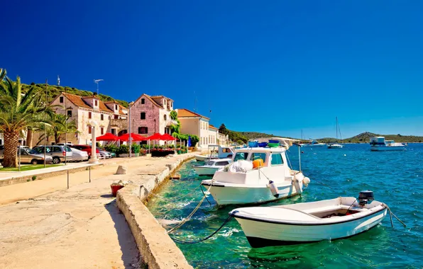 The city, boats, promenade, Croatia, Adriatica, Croatia, Jadran, Rogoznica