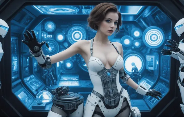Girl, robot, cyborg, neural network, ai art