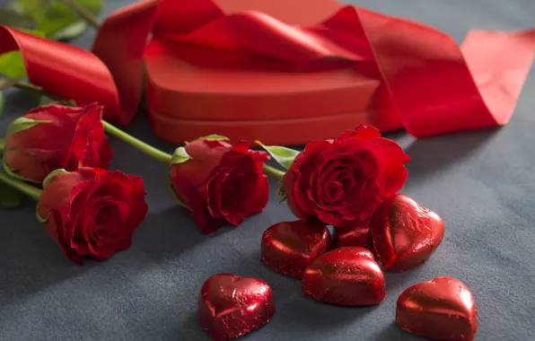 Chocolate, candy, hearts, red, love, heart, romantic, gift