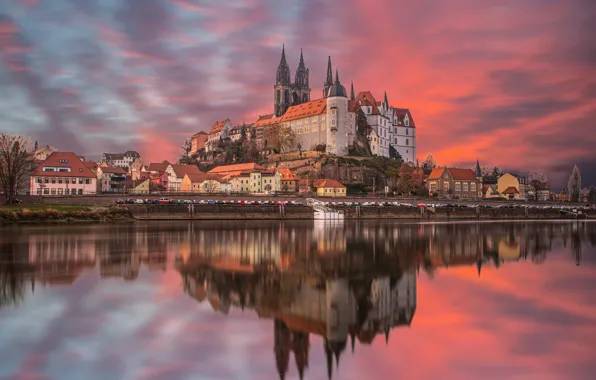 Picture auto, the sky, sunset, reflection, castle, home, Germany, channel
