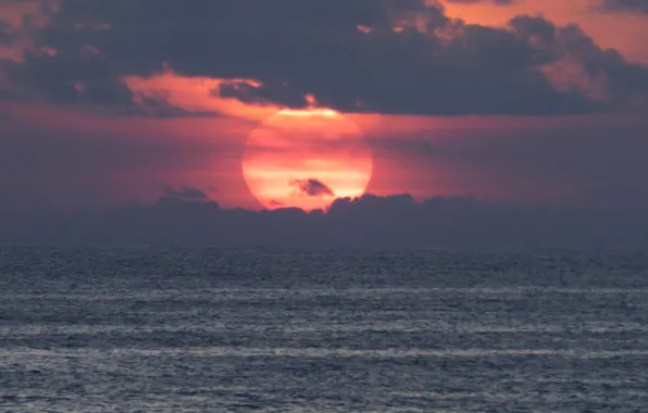 The sky, the sun, sunset, Sea, sky, sea, nature, sunset