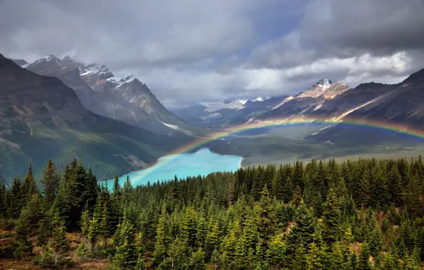 Nature, Clouds, Mountains, Lake, Forest, Rainbow, Landscape, Valley