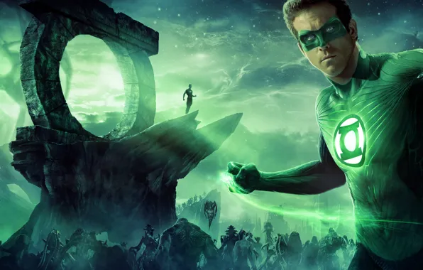 Space, stars, planet, monsters, Ryan Reynolds, superhero, Green Lantern, Green Lantern