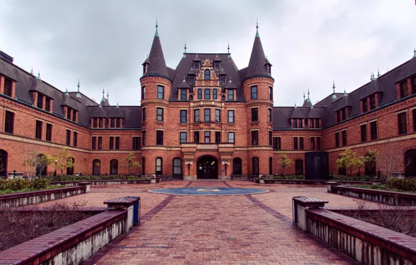 USA, United States, bricks, Washington, downtown, America, entrance, Tacoma