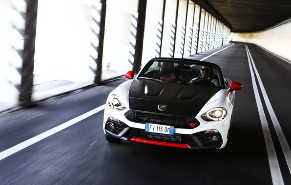 Picture the tunnel, Roadster, spider, black and white, double, Abarth, 2016, 124 Spider