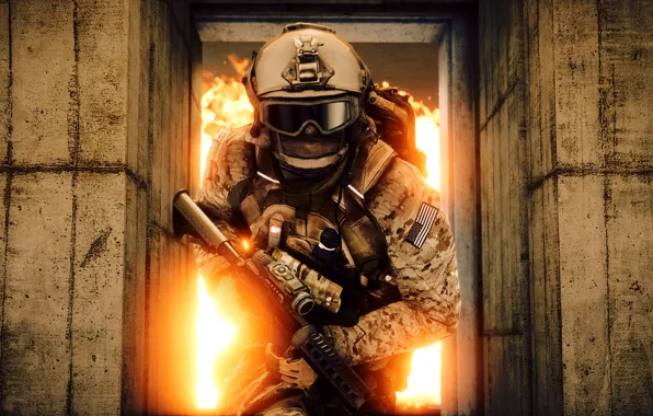 Gun, game, soldier, weapon, Battlefield, M4A1, rifle, uniform