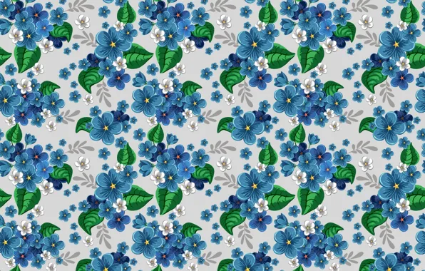 Flowers, blue, pattern