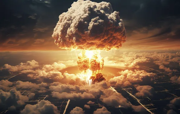 Clouds, Mushroom, The explosion, Digital art, A nuclear explosion, AI art, Nuclear weapon, The Art …