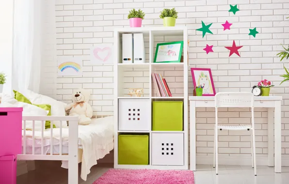 Table, toys, furniture, bed, interior, children's room