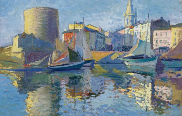 Picture, the urban landscape, Paul Madeline, Paul Madeline, La Rochelle. A view of the Port