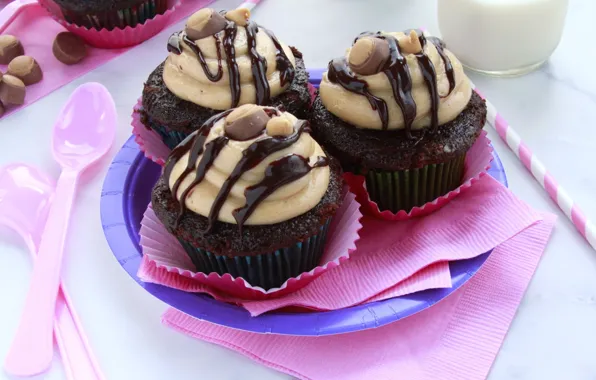Chocolate, cakes, glaze, muffin