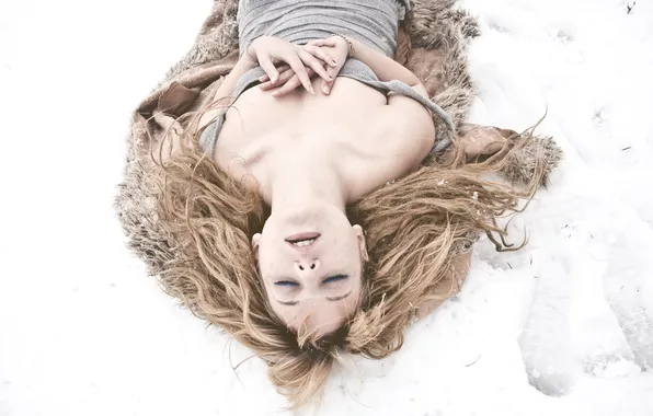 BLONDE, GIRL, HAIR, SNOW, WINTER