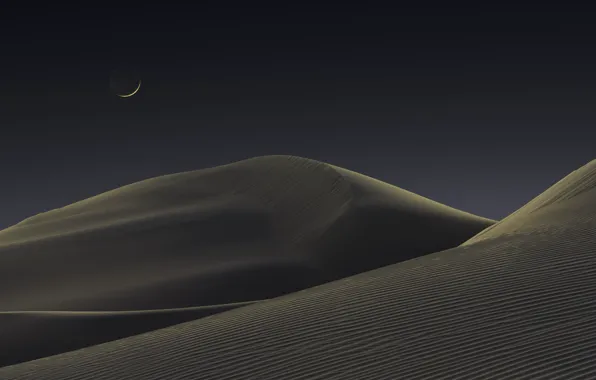 Picture moon, eclipse, night, dunes