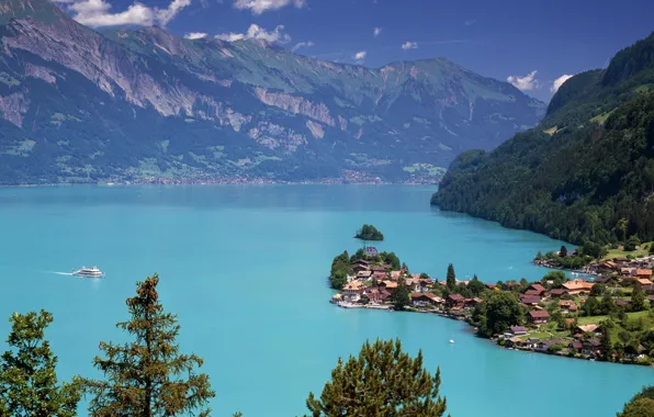 Picture Switzerland, Lake Brienz, Iseltwald, еhe bird's eye view