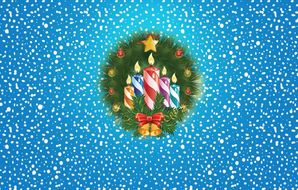 Winter, Minimalism, Candles, Snow, Background, New year, Holiday, Mood