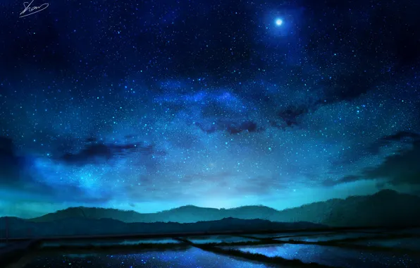 Picture Rozovye field, night, nature