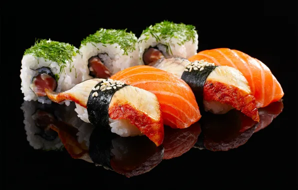 Figure, sushi, rolls, salmon