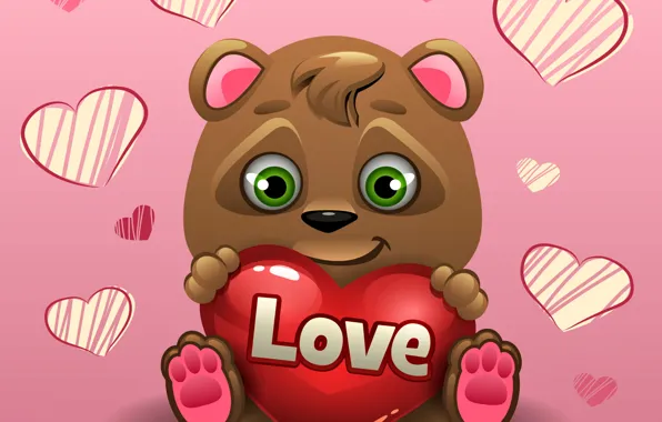 Heart, bear, love, bear, heart, romantic, teddy, Valentine's Day