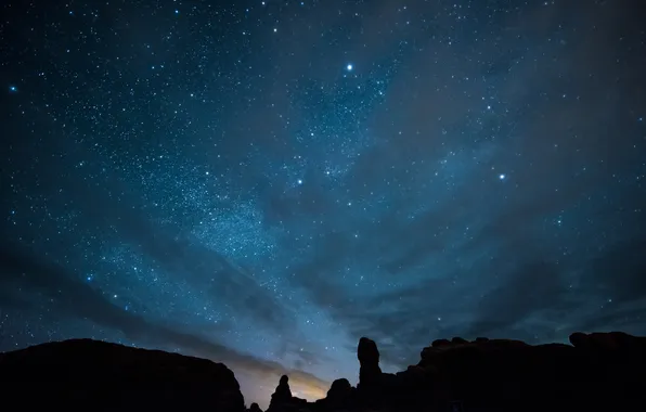 The sky, stars, night, Arches National Park