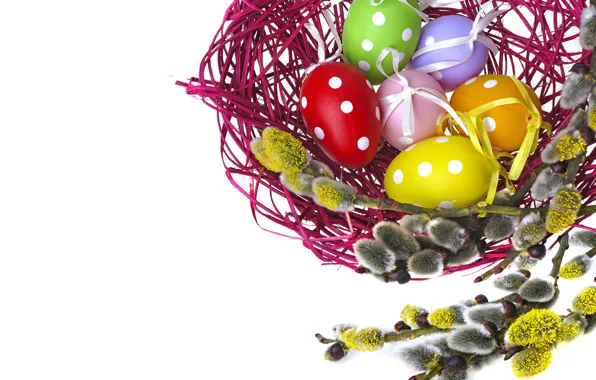 Eggs, colorful, Easter, Verba, eggs, easter, willow twig