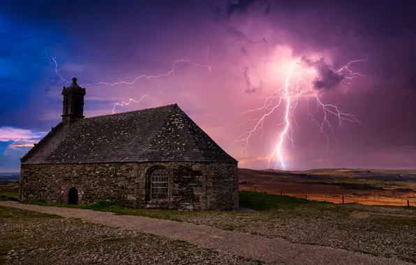 France, field, beauty, France, old house, fields, old house, natural phenomenon