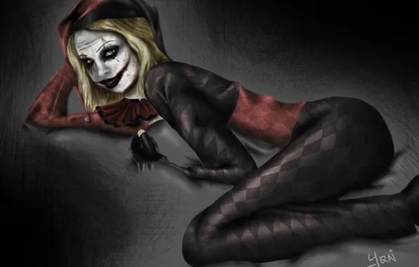 Picture look, art, costume, Harley Quinn, The villain
