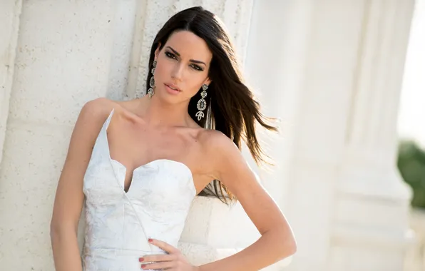 Picture girl, face, the wind, hair, earrings, makeup, dress, Ismini Dafopoulou