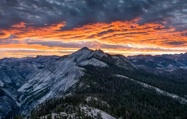 The sky, clouds, mountains, Nature, the evening, Yosemite national Park