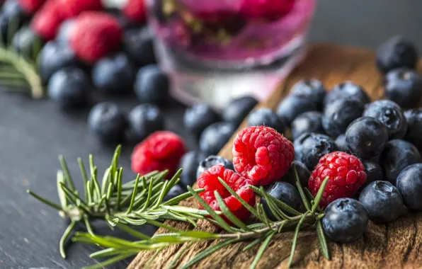 Berries, raspberry, blueberries