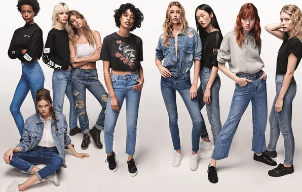 Girl, woman, young, model, jeans, denim style